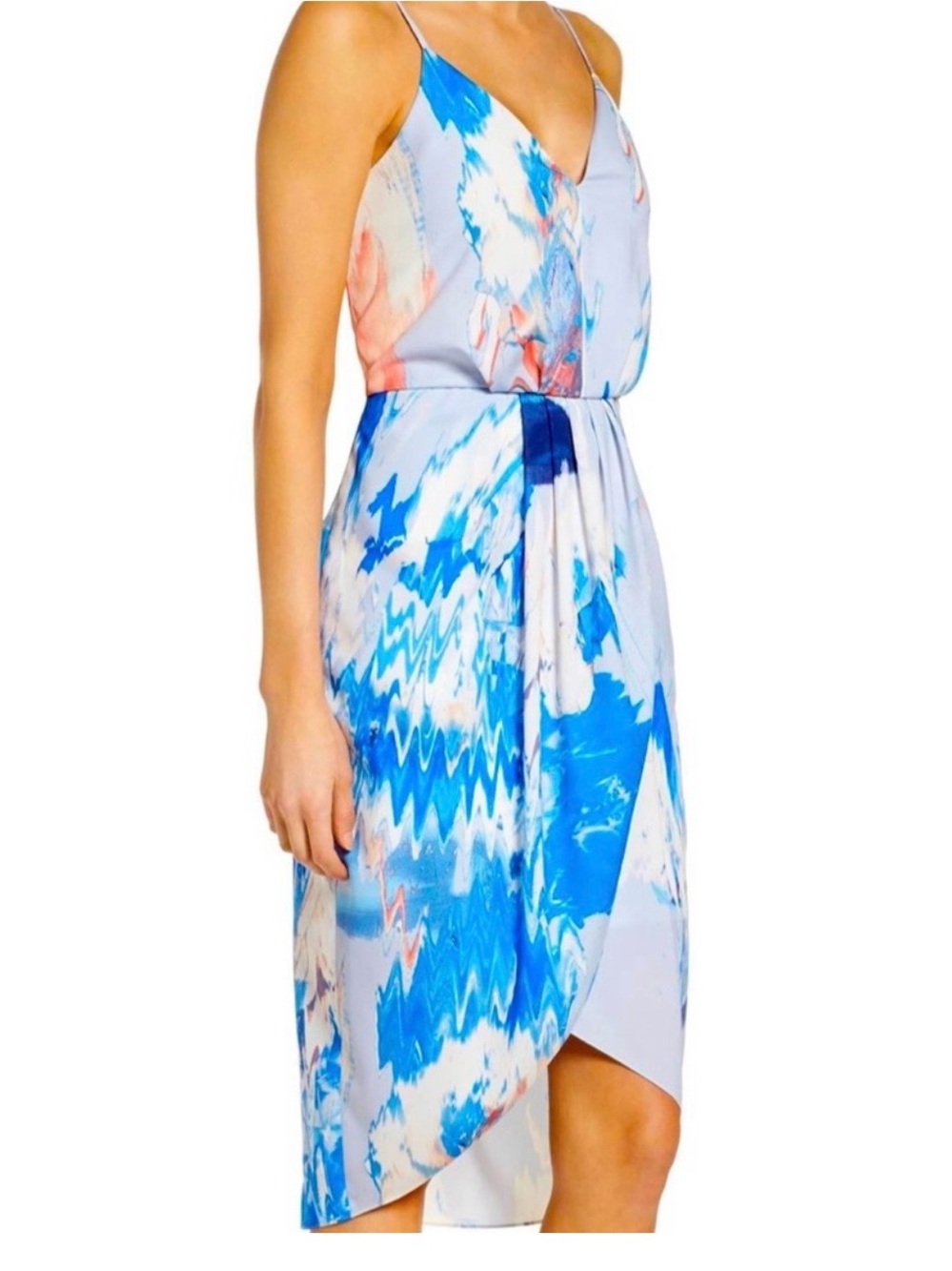 Chelsea28 Blue Multi High-Low Slip Dress